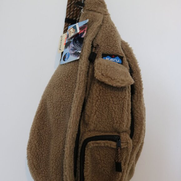Kavu Brown Black Sherpa Fleece Large Sling Rope Bag main image 6